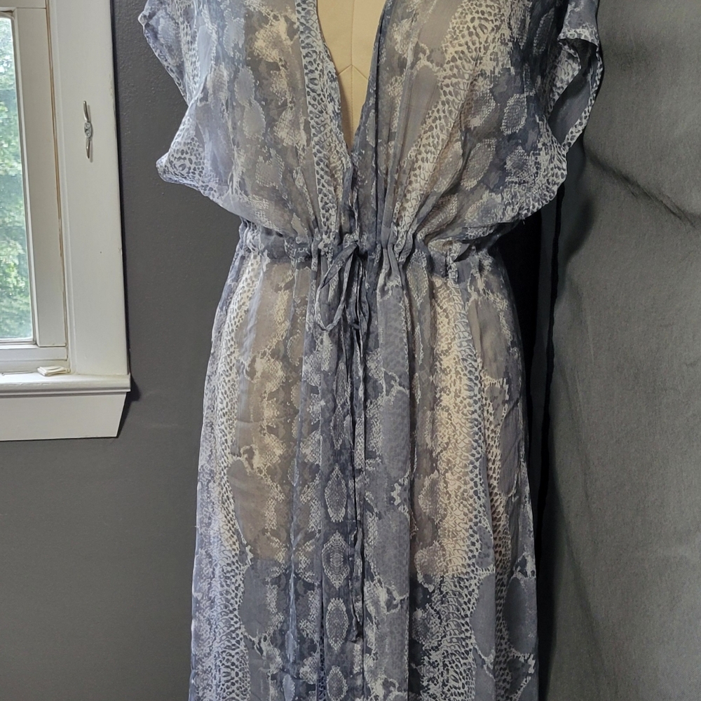 Betsey Johnson sheer gray snake print cover up